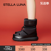 STELLA LUNA女鞋秋冬短靴黑色弹力轻便棉鞋时尚厚底雪地靴