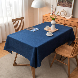 纯色棉麻桌布台布茶几加厚亚麻布北欧简约现代素色布艺加厚餐桌布