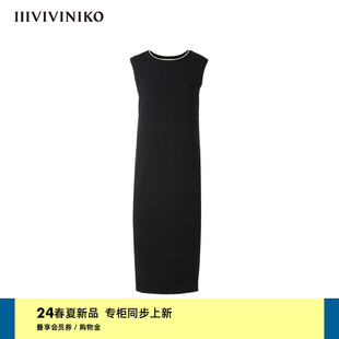 IIIVIVINIKO2024夏季复古简约微茧型圆领连衣裙女R421109650C