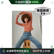 Lucky Brand 女式长袖针织开衫上衣 - 中号深红色 美国奥莱直