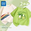 真维斯女童短袖t恤夏季洋气，中小童半袖上衣薄荷，绿纯棉儿童体恤衫