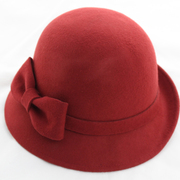 秋之牧 毛呢帽子 女 冬季韩版时尚礼帽羊毛时装帽盆帽蝴蝶结