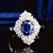 宝创1集克拉斯里兰卡皇家蓝宝石戒指吊坠两用18K金镶天然钻石戒指