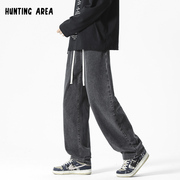 Hunting Area2023AW经典渐变水洗宽松直筒牛仔裤男女同款