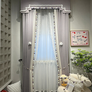 高档加厚提花紫色雪尼尔窗帘，法式i浪漫卧室，遮光窗帘纱帘定制