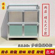 铁皮衣柜家用铝合金碗柜储物简易小柜子橱柜厨房放的收纳多功能