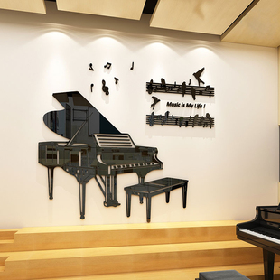 钢琴音乐教室布置墙面五线谱装饰文化贴纸琴行房艺术培训机构背景