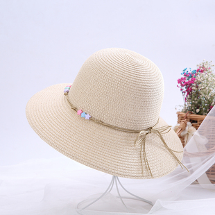 草帽女夏天韩版防晒遮阳帽沙滩，出游渔夫帽防紫外线可折遮脸太阳帽