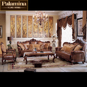 美式实木沙发组合123欧式真皮，别墅大户型沙发客厅整装家具奢华