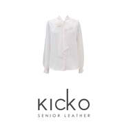 KICKO蝴蝶结绑带拼长袖雪纺衬衫女秋季设计感小众衬衣22AWsy009