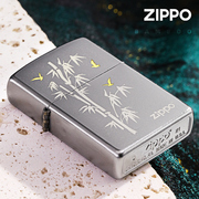 打火机zippo 经典磨砂竹子步步高升幸运四叶草 爱情祝福