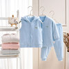 婴儿衣服纯棉薄夹棉男女宝宝三件套装0-3个6月12新生儿外出服秋冬