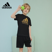 adidas阿迪达斯儿童套装夏季男童，女童t恤运动短袖短裤大童装