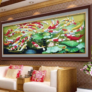 年年有余十字绣六十六条鱼，的图案客厅，大气大幅刺绣自己绣2020