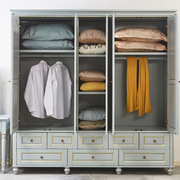 美式轻奢实木衣柜四门五门现代简约欧式卧室白色对开大衣橱衣柜