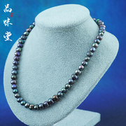 日本中古首饰复古项链天然黑珍珠高奢品味高档精美纯银7mm绝版
