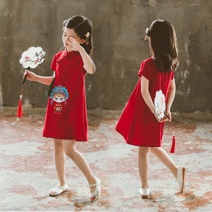 女童夏季中国风古筝舞蹈，服儿童演出服装，旗袍裙汉服表演民族三月三