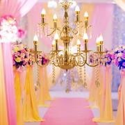 婚庆金色铁艺吊灯，路引欧式客厅水晶，吊灯婚礼场景布置用品