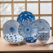 美浓烧日式进口碗盘套装，家用创意和风碗碟，餐具陶瓷釉下彩饭碗盘子