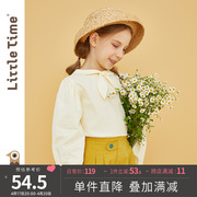 littletime女童衬衫春秋长袖娃娃，领洋气宝宝秋装，儿童纯棉衬衣上衣