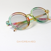 圆形个性彩虹眼镜，uv400粗镜框防蓝光，配近视太阳眼镜复古绅士墨镜