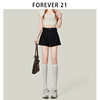 forever21美式复古卷边黑色牛仔，短裤女装流行清凉小个子翻边热裤