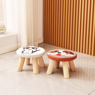 实木小凳子家用儿童卡通可爱板凳椅子客厅茶几凳换鞋凳创意圆矮凳