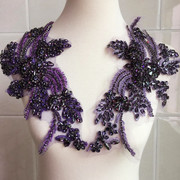 紫色玻璃钻重工钉珠刺绣花片DIY毛衣外套手缝钻花礼服裙子衣服钻