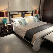 新中式实木床 现代中式1.8米主卧床 中国风民宿酒店会所家具定制