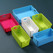 长方形桌面收纳篮塑料镂空收纳筐厨房零食文件，收纳盒浴室洗澡篮子