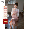 韩语琳法式粉色长袖，连衣裙秋款女2023气质显瘦小香风秋冬裙子