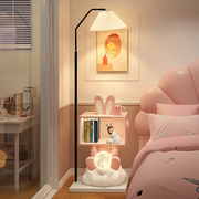 可爱兔子床头柜家用卧室落地灯一体可爱粉女孩儿童房床边柜置物架