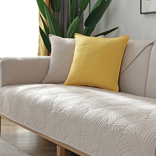 北欧简约纯色沙发垫，四季纯棉布艺防滑全棉坐垫，通用现代沙发套罩巾