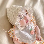 婴儿帽子夏天甜美蕾丝花边，公主遮阳帽春秋新生婴幼，儿女宝宝宫廷帽