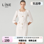 line女装商场同款秋季单排扣显瘦修身职业正装连衣裙AWOPKH0300