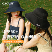 CACUSS防晒帽女夏遮阳帽可折叠太阳帽防紫外线渔夫帽女