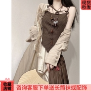 新中式女装夏季防晒开衫吊带上衣不规则半身裙三件套女装2024