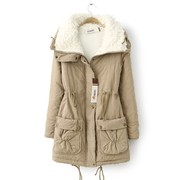 韩版加厚棉衣女装外套中长款羊羔绒加绒棉衣冬季大衣大码外套
