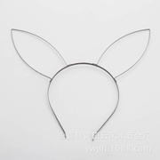 加工定制猫耳朵兔耳朵头箍铁底胚绒布电子灯头扣5MM铁圈发箍