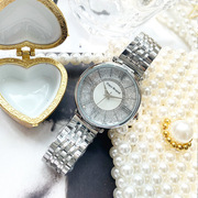 DACR女士时尚潮流个性镶钻钢带手表圆形石英玫瑰金色国产腕表