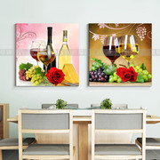 印花dmc棉线十字绣客厅，餐厅酒吧现代简约酒杯水果两联画7