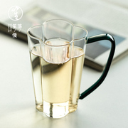 落笙泡绿茶杯加厚耐热玻璃杯透明花茶，水杯高档四叶草大容量办公杯