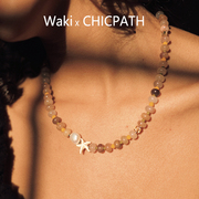 waki海星果冻手工串珠圆珠子项链女独特百搭时髦锁骨链潮个性