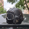 3c认证哈雷摩托车复古头盔，男女机车安全帽手工皮革34盔电动车帽