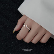 S925纯银戒指女小众设计高级感时尚个性心跳心电图食指戒指环尾戒