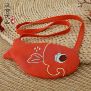 儿童包包红色新年包中国风婴儿背包可爱小鱼单肩包男女宝宝斜挎包