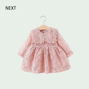 英国NEXT春秋款女宝宝长袖蕾丝裙子婴儿时髦公主裙衫周岁儿童裙子