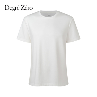 Degre Zero男圆领短袖袖T恤米白色搭配打底衫