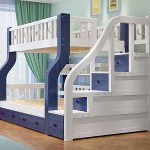 儿童床上下床全实木子母床，两层衣柜多功能高架床高低上下铺双