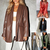 女式皮衣秋冬欧美皮革外套，休闲保暖西装，夹克女leatherjacket。